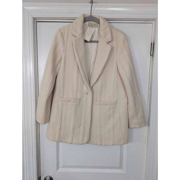 Boyne Valley Weavers Sweater Blazer women's Small cream fisherman cable knit NWT - Picture 1 of 6